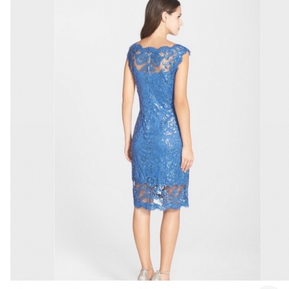 Tadashi Shoji Sequin Illusion Lace Dress Size 6